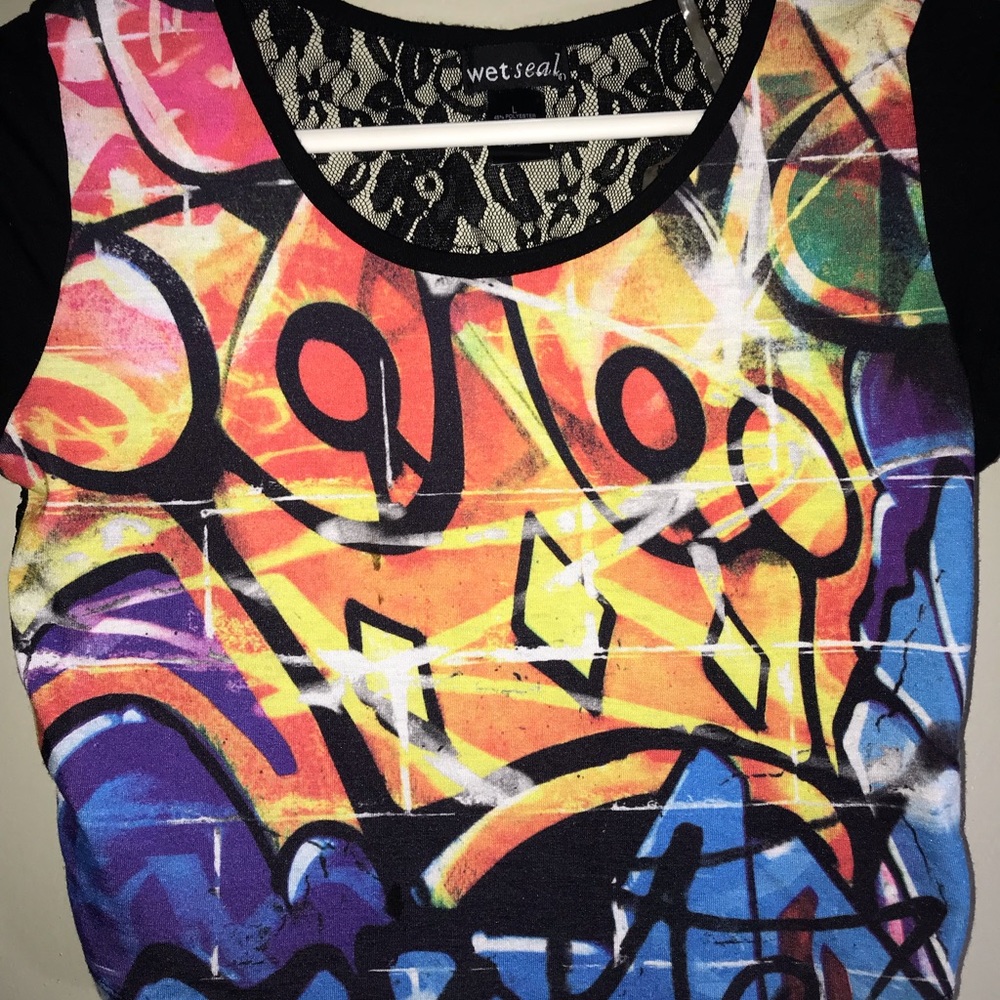 Wet Seal Graffiti Crop Top